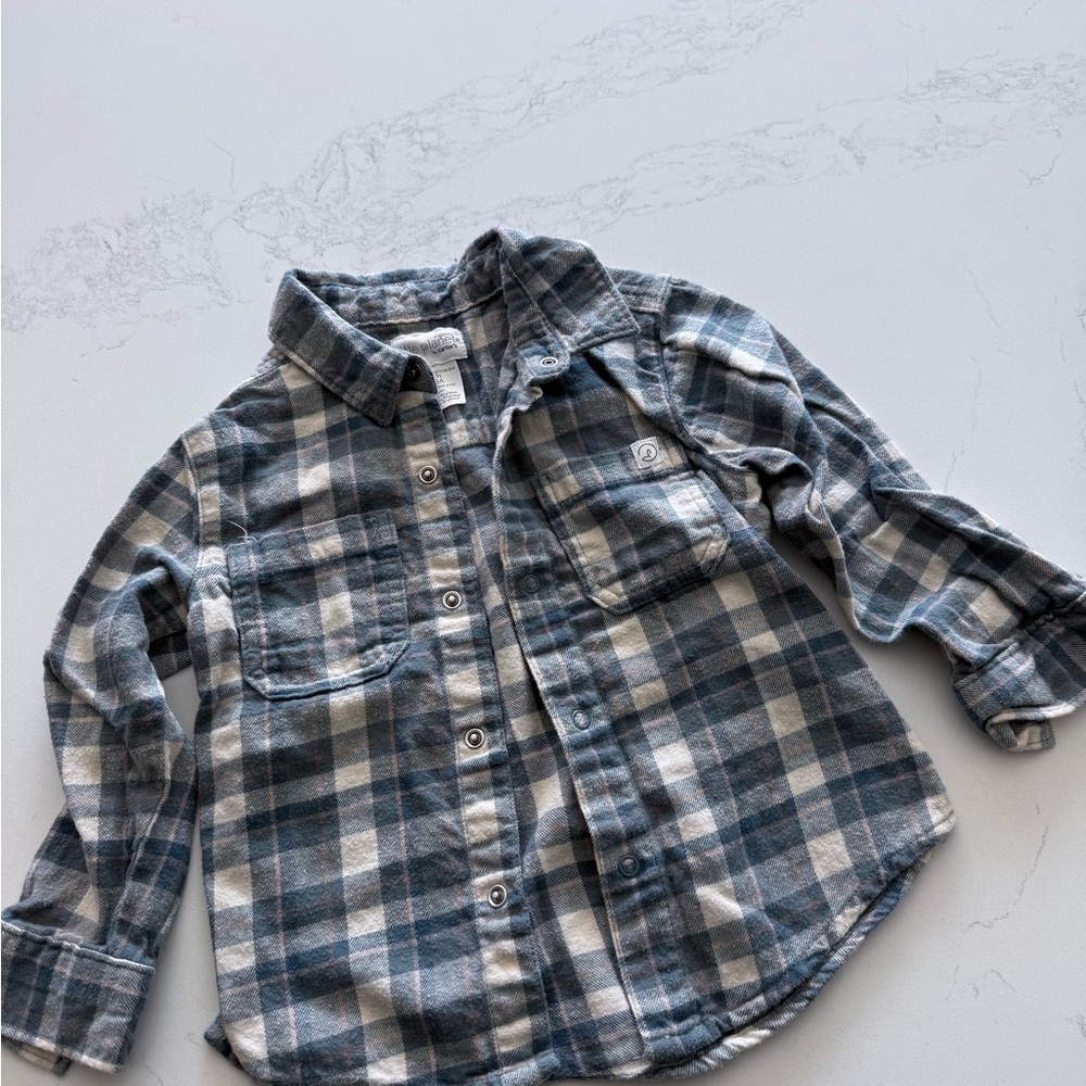 Little Planet Blue & White Plaid Button-Down Shirt